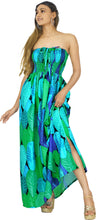 Cargar imagen en el visor de la galería, Blue Banana Leaves Printed Long Tube Dress For Women