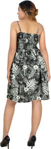 Allover Tropical Monstera Leaves Printed Short Dress For Women