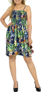 Tropical Palm Trees Flamingo and Floral Printed Short Dress For Women