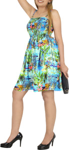 Tropical Palm Trees Flamingo and Floral Printed Short Dress For Women