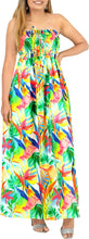 Load image into Gallery viewer, Allover Tropical Leaves Printed Long Maxi Strapless Dress