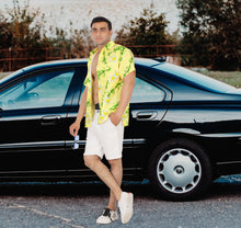 Load image into Gallery viewer, Tropical Plumeria Floral and Leaves Printed Relaxed Hawaiian Beach Shirt For Men