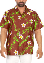 Cargar imagen en el visor de la galería, Tropical Plumeria Floral and Leaves Printed Relaxed Hawaiian Beach Shirt For Men