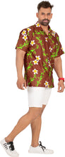 Load image into Gallery viewer, Tropical Plumeria Floral and Leaves Printed Relaxed Hawaiian Beach Shirt For Men