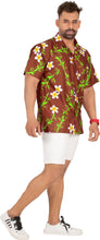 Cargar imagen en el visor de la galería, Tropical Plumeria Floral and Leaves Printed Relaxed Hawaiian Beach Shirt For Men