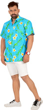 Cargar imagen en el visor de la galería, Tropical Plumeria Floral and Leaves Printed Relaxed Hawaiian Beach Shirt For Men
