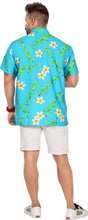 Cargar imagen en el visor de la galería, Tropical Plumeria Floral and Leaves Printed Relaxed Hawaiian Beach Shirt For Men