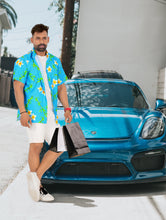 Cargar imagen en el visor de la galería, Tropical Plumeria Floral and Leaves Printed Relaxed Hawaiian Beach Shirt For Men