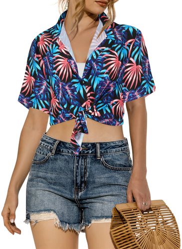 Women's Multicolor All-Over Colorful Leaf Printed Casual Shirt