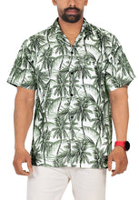 Load image into Gallery viewer, La Leela Men&#39;s Relax Tropical Coconut Tree Hawaiian Shirt White Gray