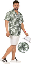 Load image into Gallery viewer, La Leela Men&#39;s Relax Tropical Coconut Tree Hawaiian Shirt White Gray