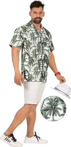 La Leela Men's Relax Tropical Coconut Tree Hawaiian Shirt White Gray