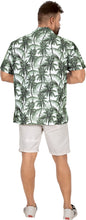 Load image into Gallery viewer, La Leela Men&#39;s Relax Tropical Coconut Tree Hawaiian Shirt White Gray