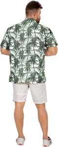 La Leela Men's Relax Tropical Coconut Tree Hawaiian Shirt White Gray