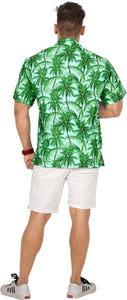 Green Allover Tropical Tree Printed Hawaiian Beach Shirt For Men
