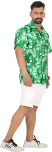 Green Allover Tropical Tree Printed Hawaiian Beach Shirt For Men