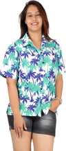 Load image into Gallery viewer, Blue Tropical Allover Palm Tree Printed Hawaiian Shirt For Women