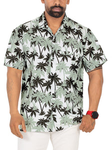 Gray Allover Palm Tree Printed Hawaiian Beach Shirt For Men