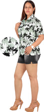 Load image into Gallery viewer, Gray Tropical Palm Tree Printed Hawaiian Shirts For Women