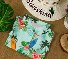Load image into Gallery viewer, Sea Green Palm Tree and Floral Printed Hawaiian Shirts for Women
