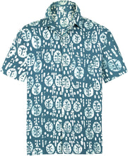 Load image into Gallery viewer, La Leela Men&#39;s Batik Circle 100% Cotton Blue Shirt XXL