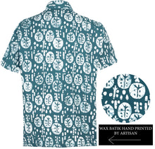 Load image into Gallery viewer, La Leela Men&#39;s Batik Circle 100% Cotton Blue Shirt XXL