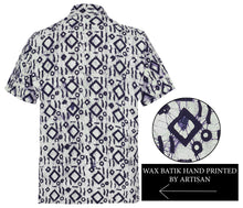 Load image into Gallery viewer, La Leela Men&#39;s Batik Abstract 100% Cotton Blue Shirt XXL