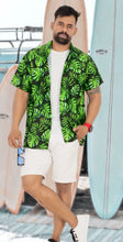 Load image into Gallery viewer, Allover Monstera Leaves Printed Black Hawaiian Beach Shirt For Men