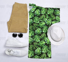 Load image into Gallery viewer, Allover Monstera Leaves Printed Black Hawaiian Beach Shirt For Men