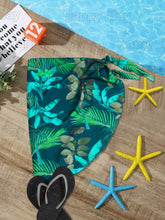 Load image into Gallery viewer, Navy Blue Non-Sheer Palm Tree and Leaves Print Half Beach Wrap For Women