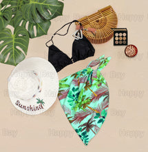 Load image into Gallery viewer, Seaside Serenity Non-Sheer Palm Tree and Leaves Print Half Beach Wrap For Women