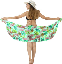 Load image into Gallery viewer, Seaside Serenity Non-Sheer Palm Tree and Leaves Print Half Beach Wrap For Women