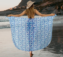 Load image into Gallery viewer, Blue Sheer Allover Turtle Print Beach Wrap For Women