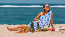 Load image into Gallery viewer, Blue Sheer Starfish and Sea Shell Print Beach Wrap For Women