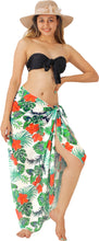 Load image into Gallery viewer, Multicolor Sheer hibiscus flower and leaves Print Beach Wrap For Women