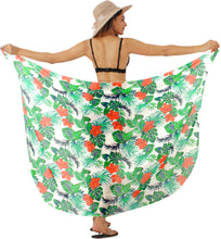 Load image into Gallery viewer, Multicolor Sheer hibiscus flower and leaves Print Beach Wrap For Women