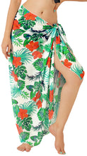 Load image into Gallery viewer, Multicolor Sheer hibiscus flower and leaves Print Beach Wrap For Women