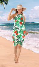 Load image into Gallery viewer, Multicolor Sheer hibiscus flower and leaves Print Beach Wrap For Women