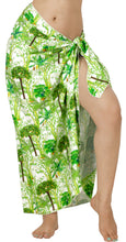 Load image into Gallery viewer, Tropical Tranquility Non-Sheer Palm Tree Print Green Beach Wrap For Women