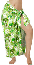 Cargar imagen en el visor de la galería, Tropical Tranquility Non-Sheer Palm Tree Print Green Beach Wrap For Women