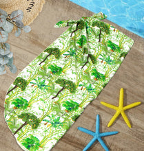 Cargar imagen en el visor de la galería, Tropical Tranquility Non-Sheer Palm Tree Print Green Beach Wrap For Women
