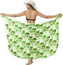 Load image into Gallery viewer, Tropical Tranquility Non-Sheer Palm Tree Print Green Beach Wrap For Women