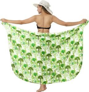 Tropical Tranquility Non-Sheer Palm Tree Print Green Beach Wrap For Women
