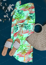 Load image into Gallery viewer, Non-Sheer Palm Tree and Leaves Print Tranquil Sea Green Beach Wrap For Women