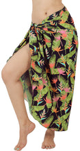 Load image into Gallery viewer, Black Allover Banana Leaves and Floral Print Beach Wrap