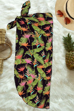 Load image into Gallery viewer, Black Allover Banana Leaves and Floral Print Beach Wrap