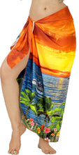 Load image into Gallery viewer, Non-Sheer Sunset View Vibrant Orange Beach Wrap For Women