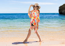 Load image into Gallery viewer, Sheer Artistic Color Splash Multicolor Printed Kimono Shrug Jacket Cover up