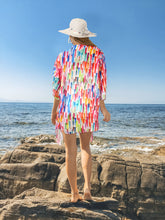 Load image into Gallery viewer, Sheer Artistic Varicolor Stripes Printed Kimono Shrug Jacket Cover up