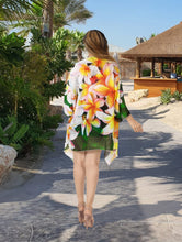 Load image into Gallery viewer, Whispers of Nature Sheer Allover Flower and Leaves Printed Kimono Shrug Jacket Cover up 917443
